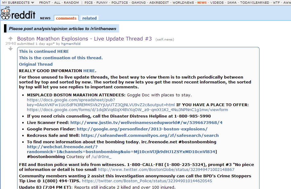 Reddit Boston Marathon Live Thread